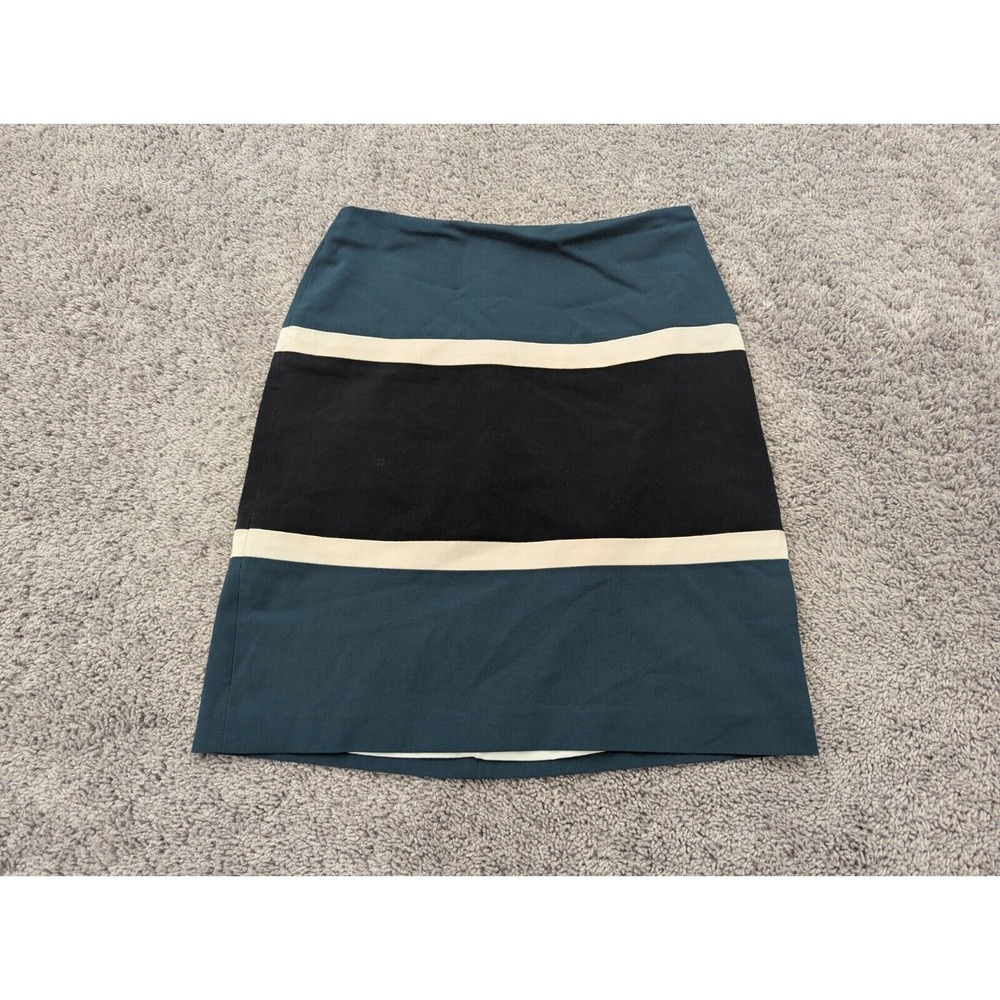 Anne Klein Pencil Skirt Womens Size 28 Lined Zip Back‎ Striped Green